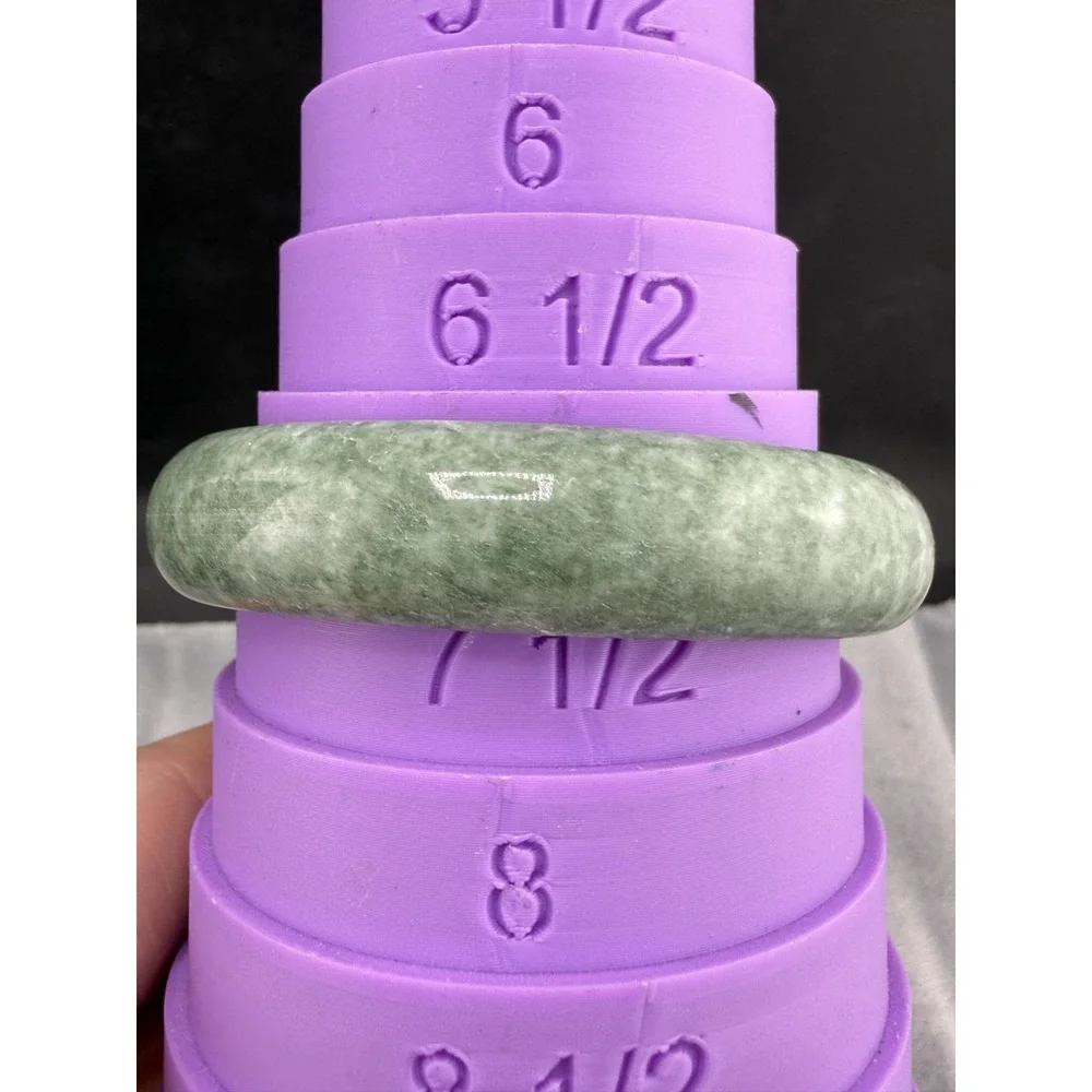 Vintage Bangle Bracelet‎ Green Polished Stone Chunky Size 7.5